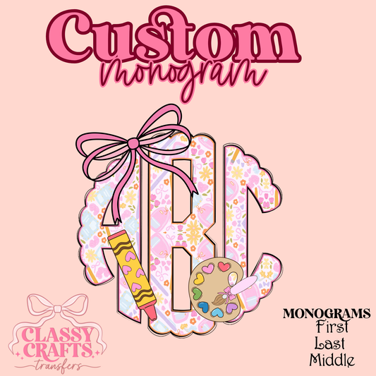 Coquette Teacher Back Pack- Custom Monogram Transfer