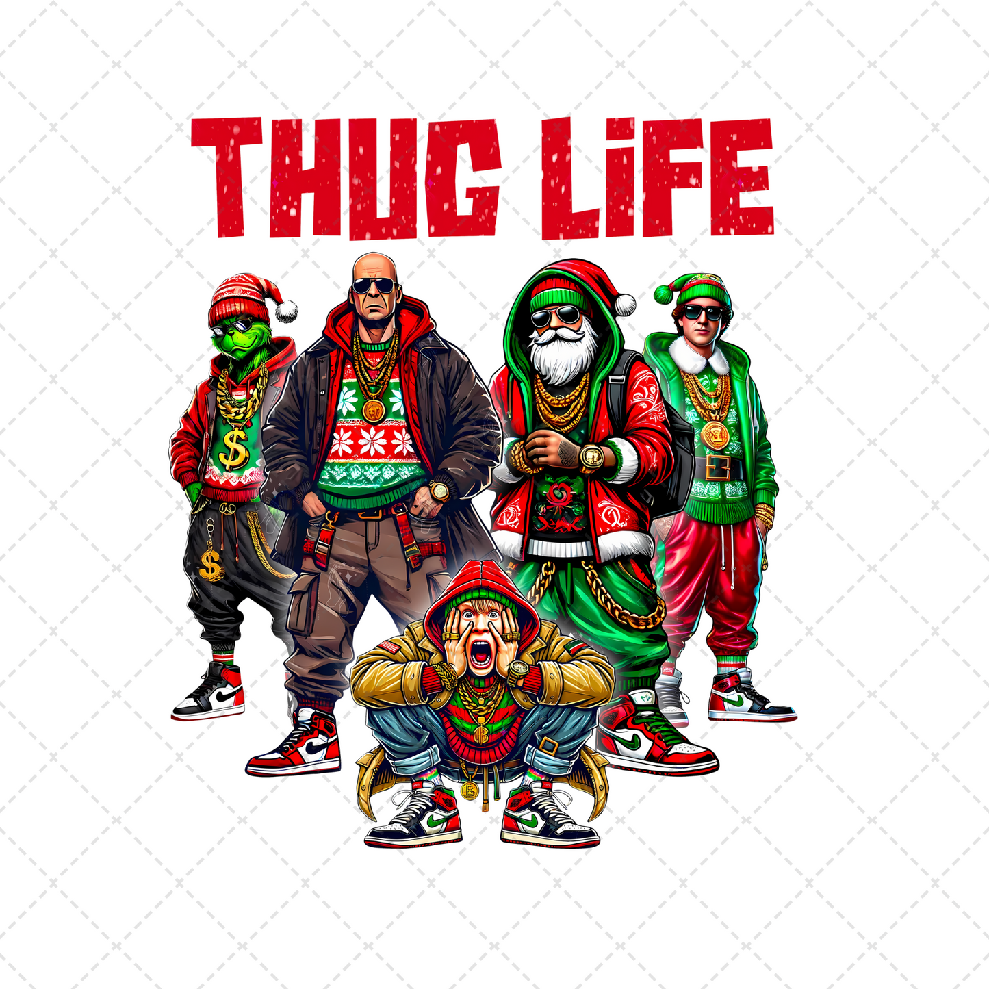 Thug Life Christmas Santa Claus Friends Transfer