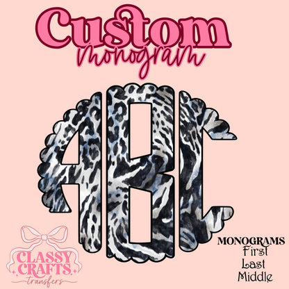 Wild Print  - Custom Monogram Transfer