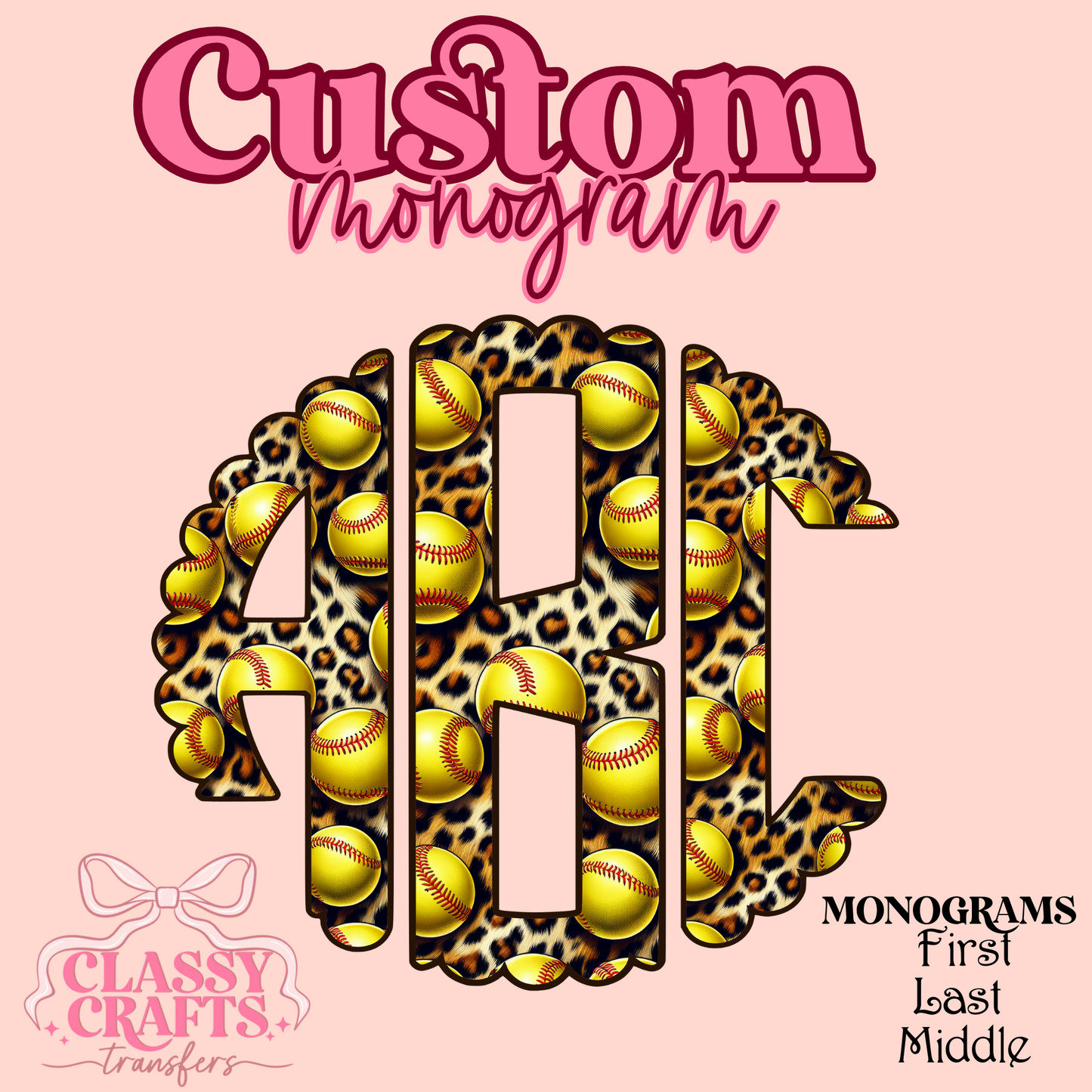 Soft Ball Leopard - Custom Monogram Transfer