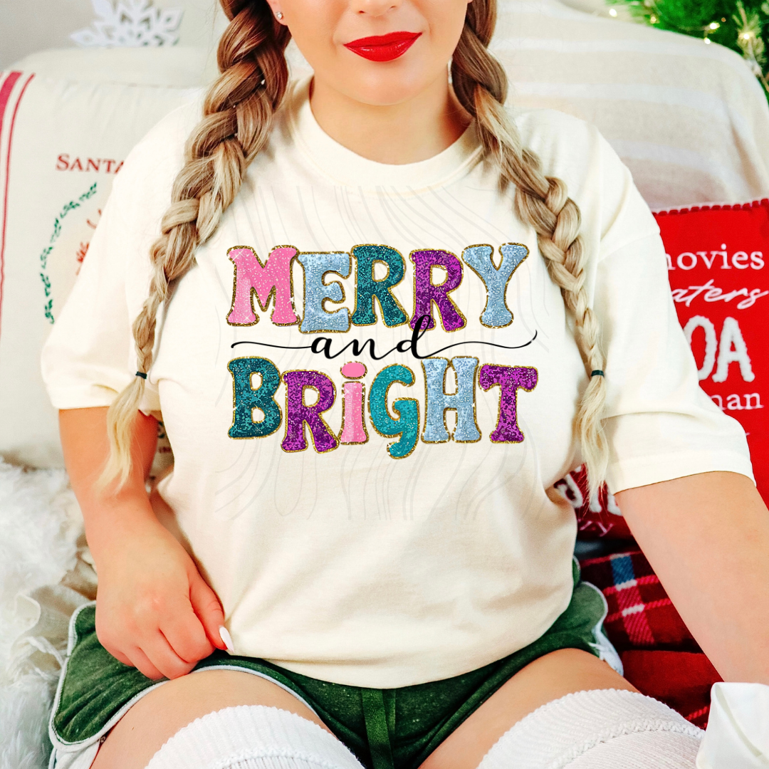 Merry And Bright Faux Chenille Patch Transfer