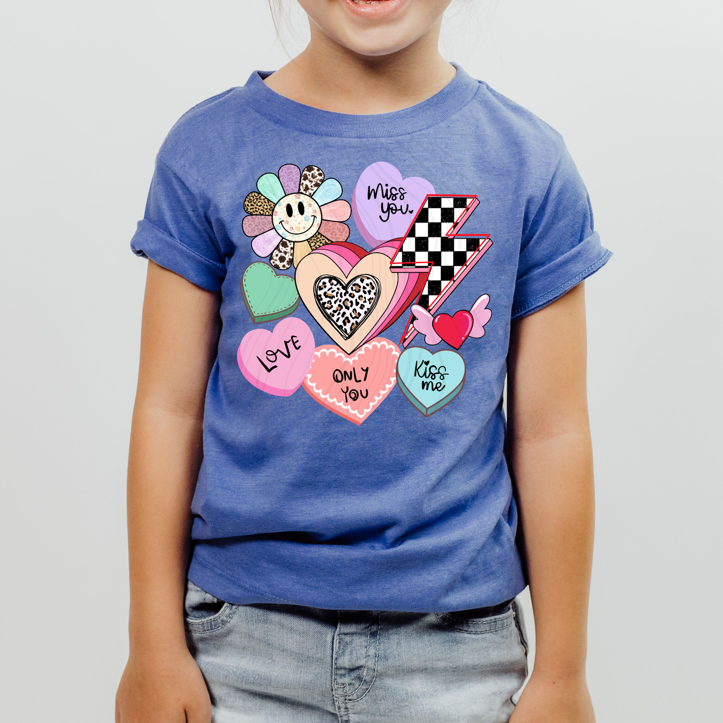 Hearts And Checkered Bolt Transfer