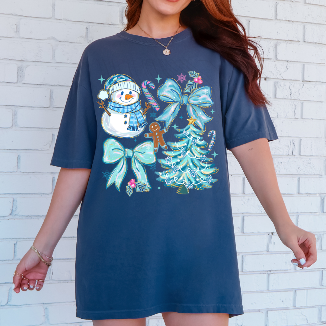 Winter Snowman Bow Transfer