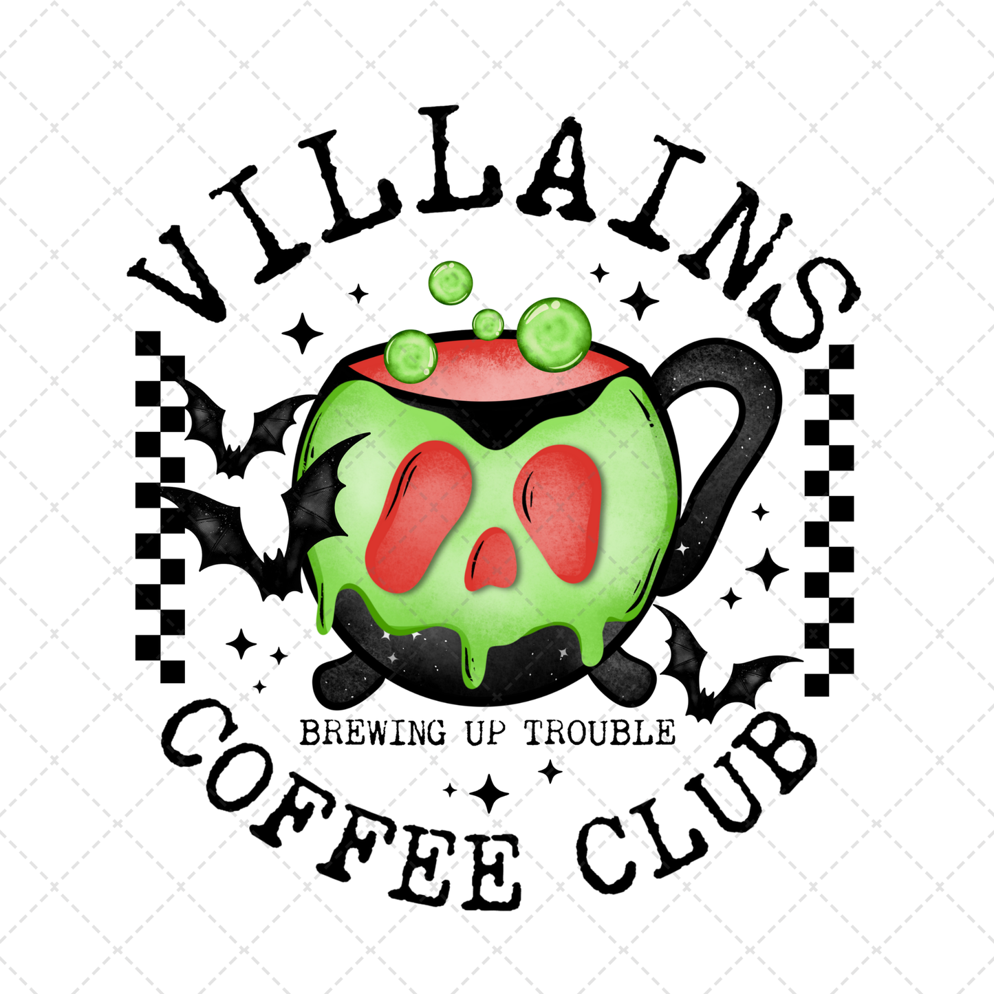 Villians Club Coffee  ** TWO PART* SOLD SEPARATELY** Transfer