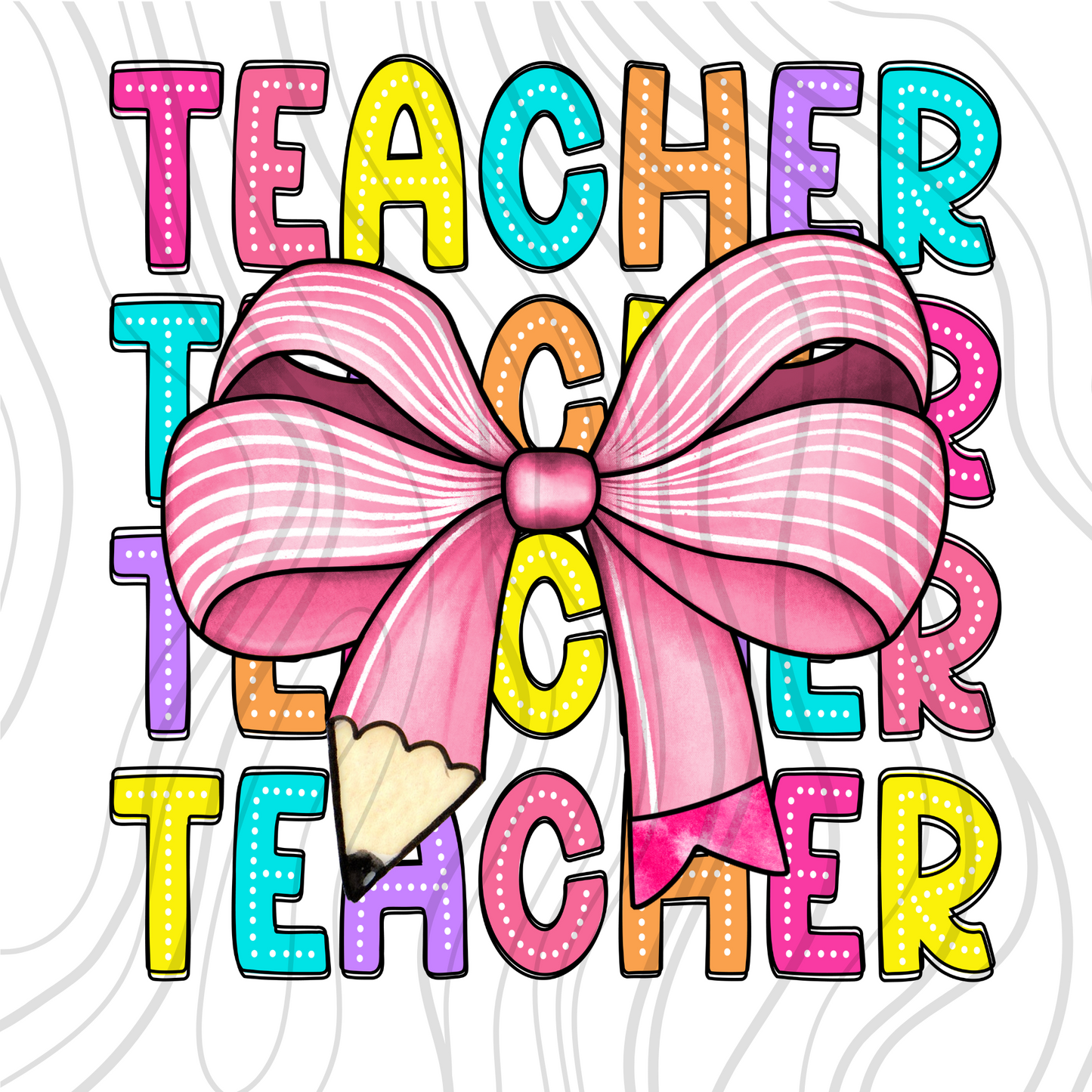 Teacher Coquette Bow Transfer