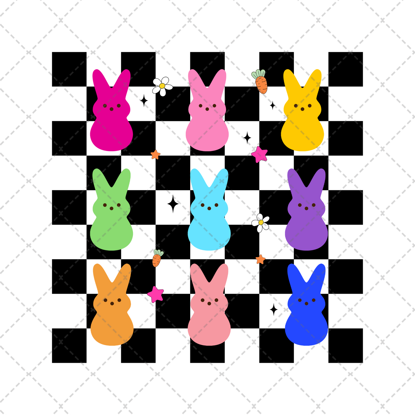 Retro Bunny Grid Transfer