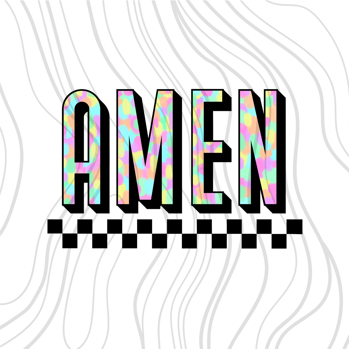 Colorful Retro Amen Transfer