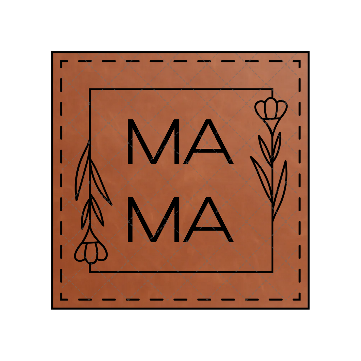 Mama Square Floral Leather Patch