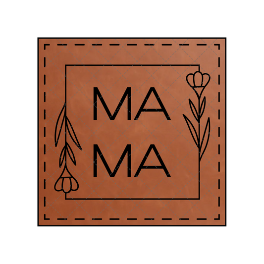 Mama Square Floral Leather Patch