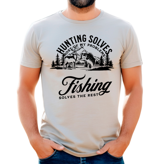 Hunting Solves Everything   - SINGLE COLOR - Screen Print Transfer