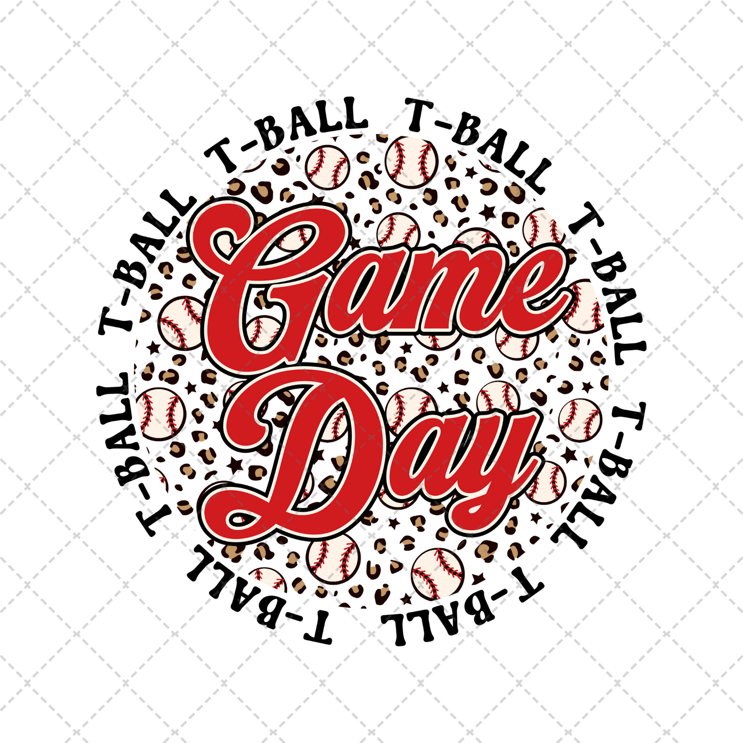Tball Game Day Leopard Circle Transfer