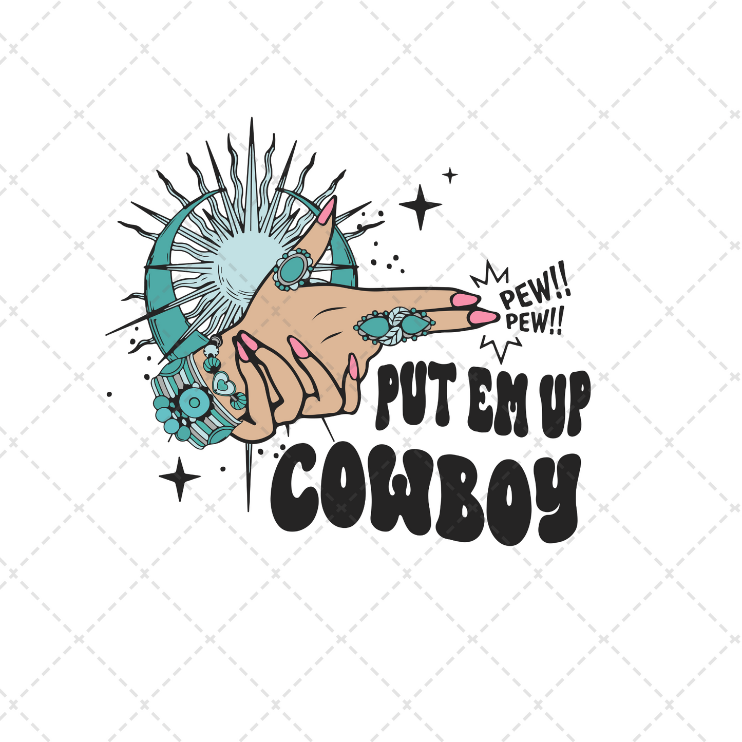 Turquoise Put Em Up Cowboy Transfer