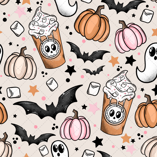 Cute Spooky Coffee Seamless 1- Sublimation Transfer