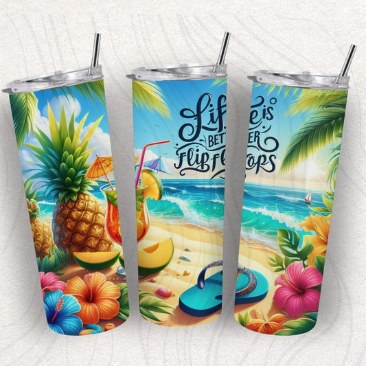 Life Is Better In Flip Flops Tumbler Wrap Transfer