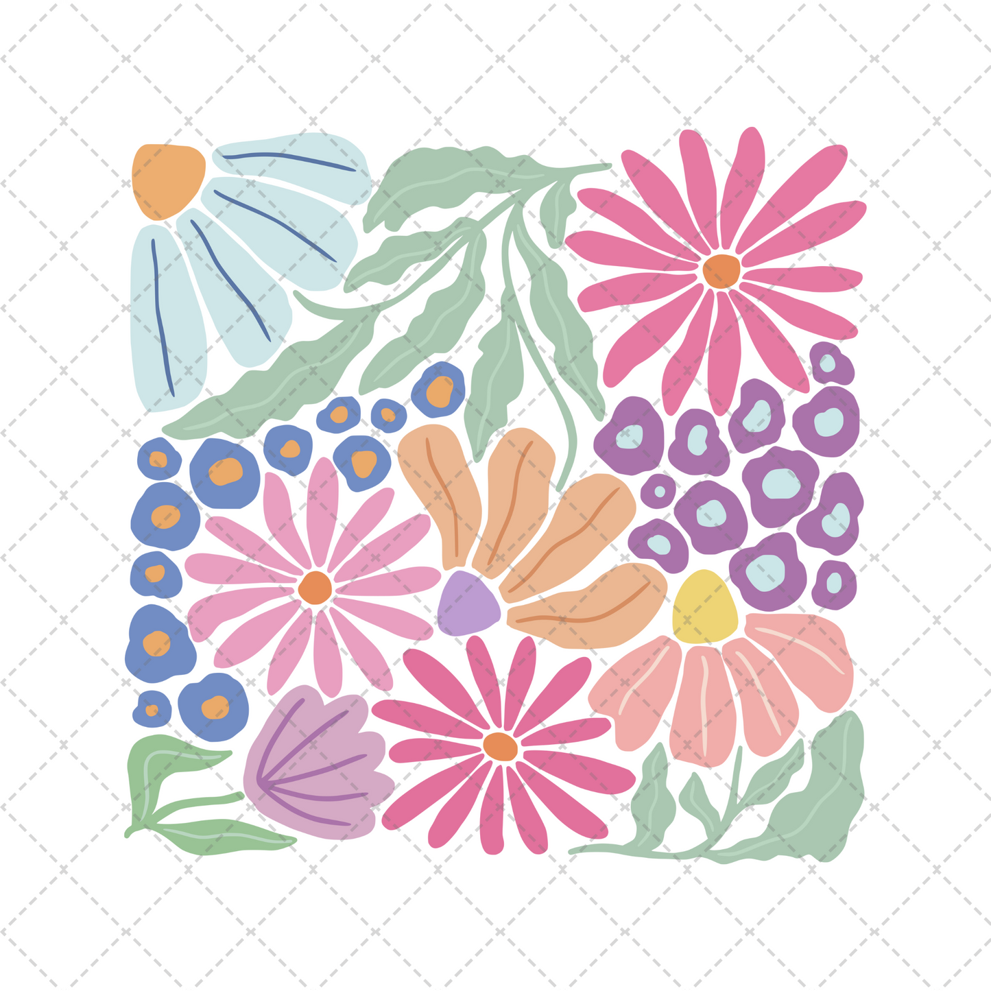 Abstract Flowers Square Transfer