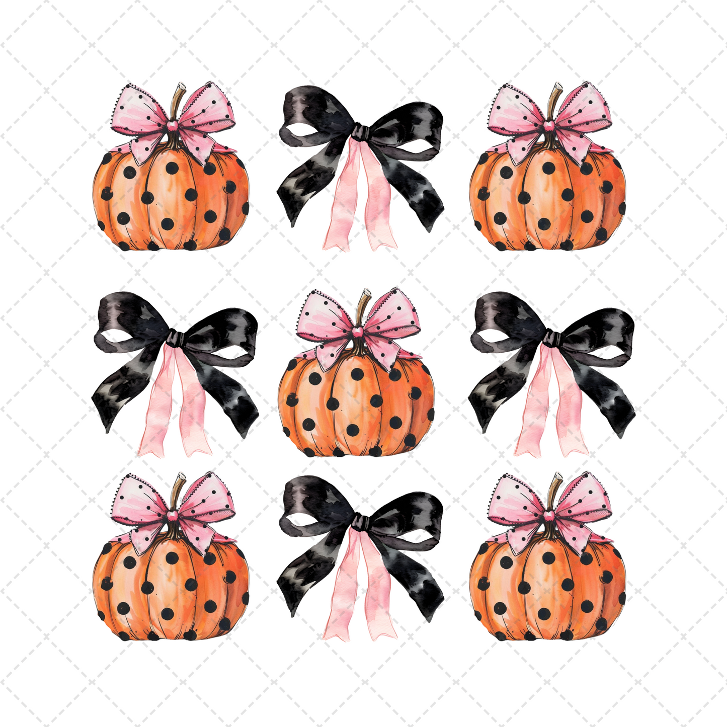 Polka Dot Pumpkin Coquette Transfer