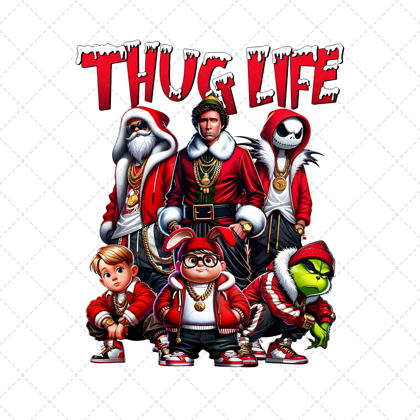 Thug Life Christmas Hoodie Character Transfer