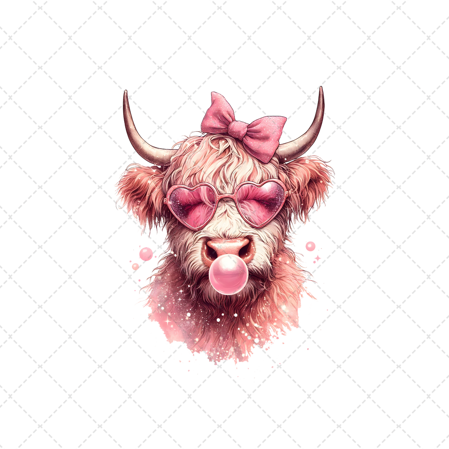 Cute Pink Highland Cow Transfer