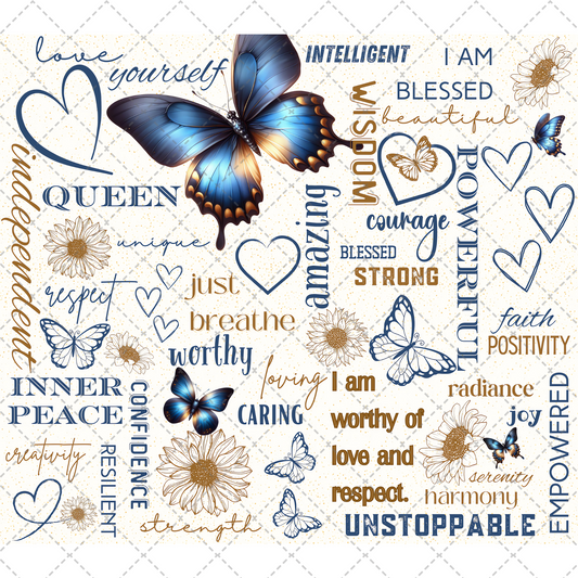 Butterfly Inspirational Tumbler Wrap - Sublimation Transfer