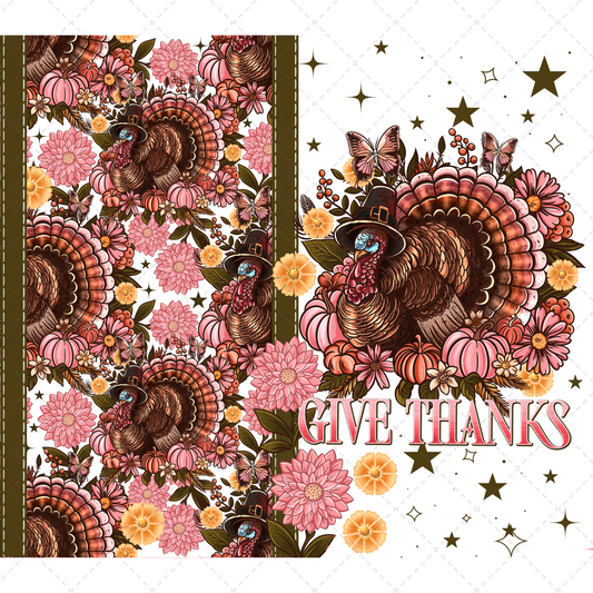 Give Thanks Turkey Tumbler Wrap - Sublimation Transfer