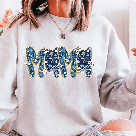 Blue Floral Mama Transfer