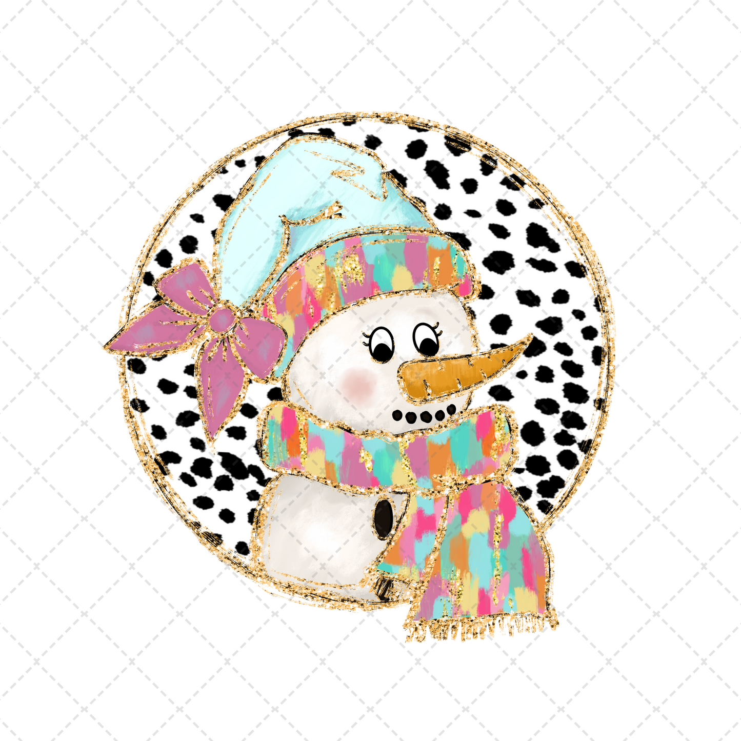 Colorful Coquette Snowman Transfer