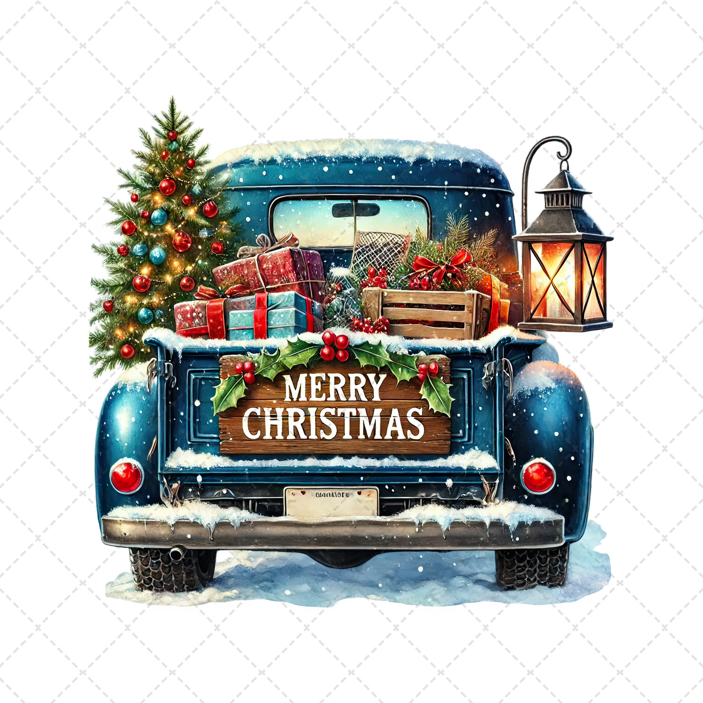 Blue Merry Christmas Truck Transfer