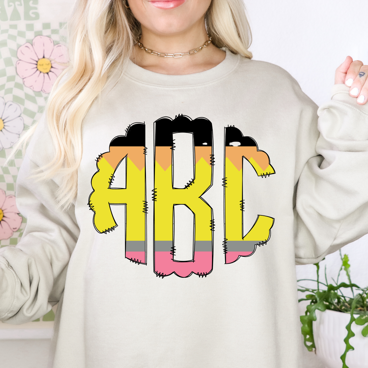 Back To School Pencil- Custom Monogram Transfer