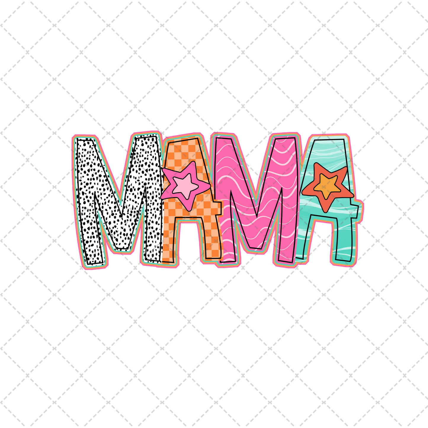 Colorful Retro Mama Transfer