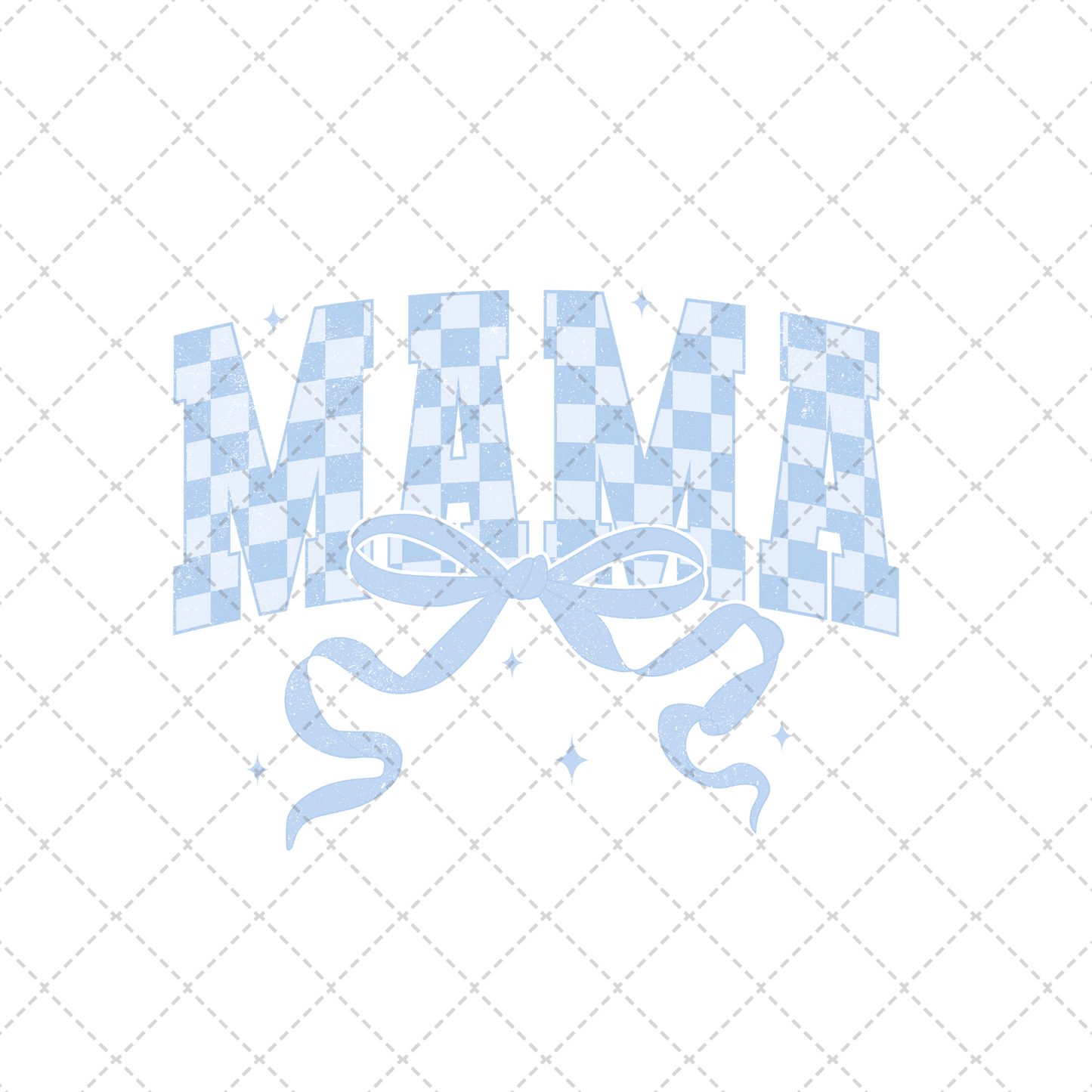 Light Blue Checkered Mama Coquette Transfer