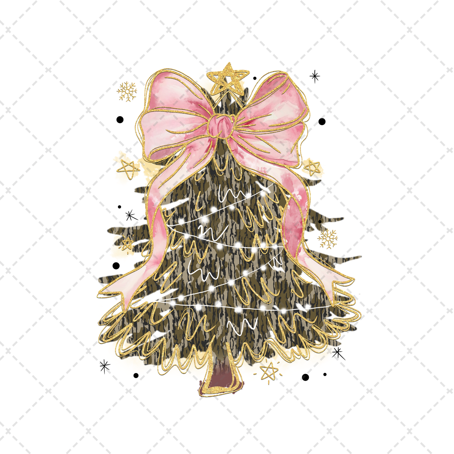 Camo Christmas Coquette Tree Transfer