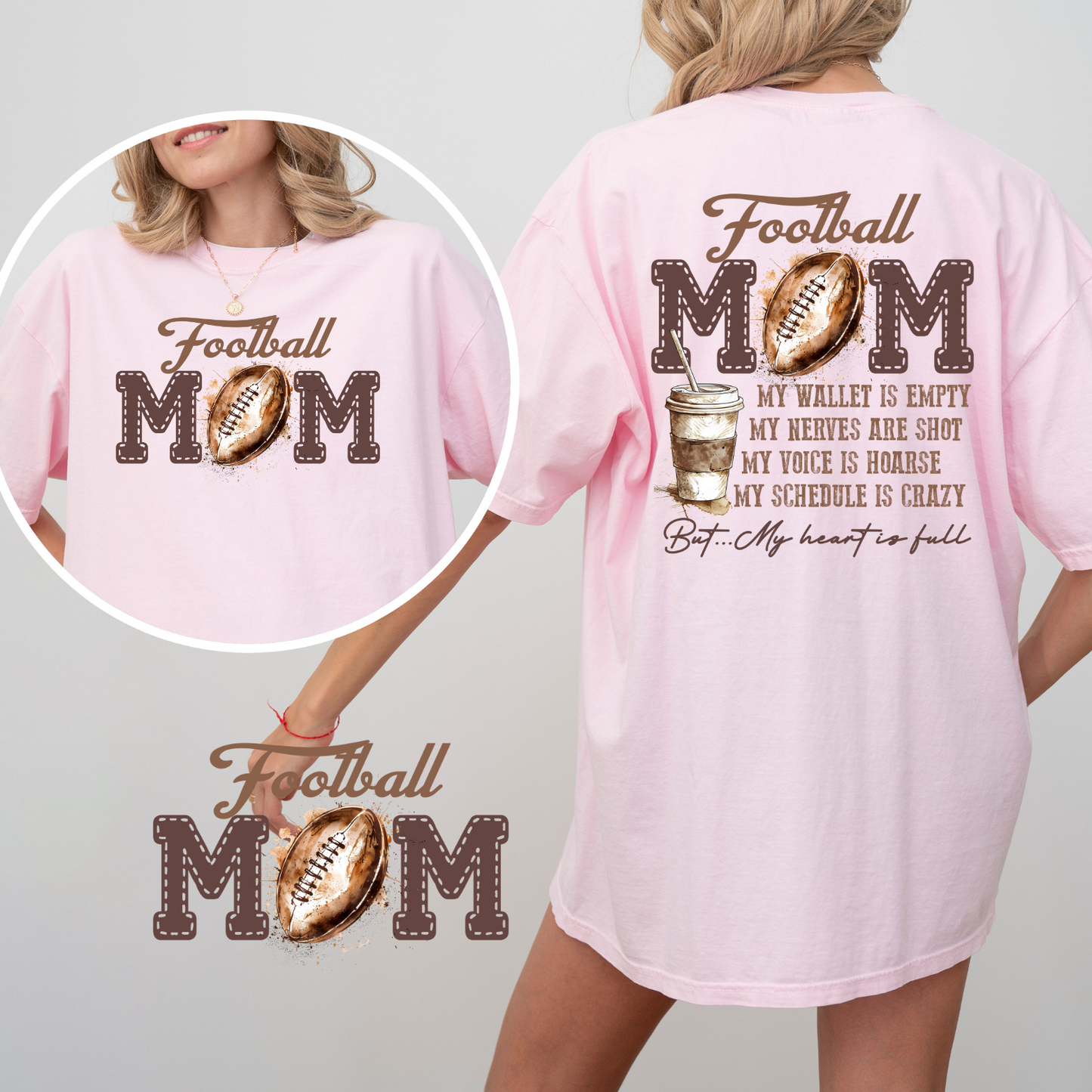 Football Mom    - ** DTF TRANSFER ** TWO PART PRINT (SOLD SEPARATLY)