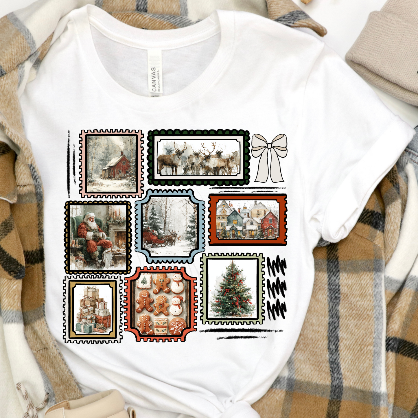 Vintage County Christmas Stamp Transfer