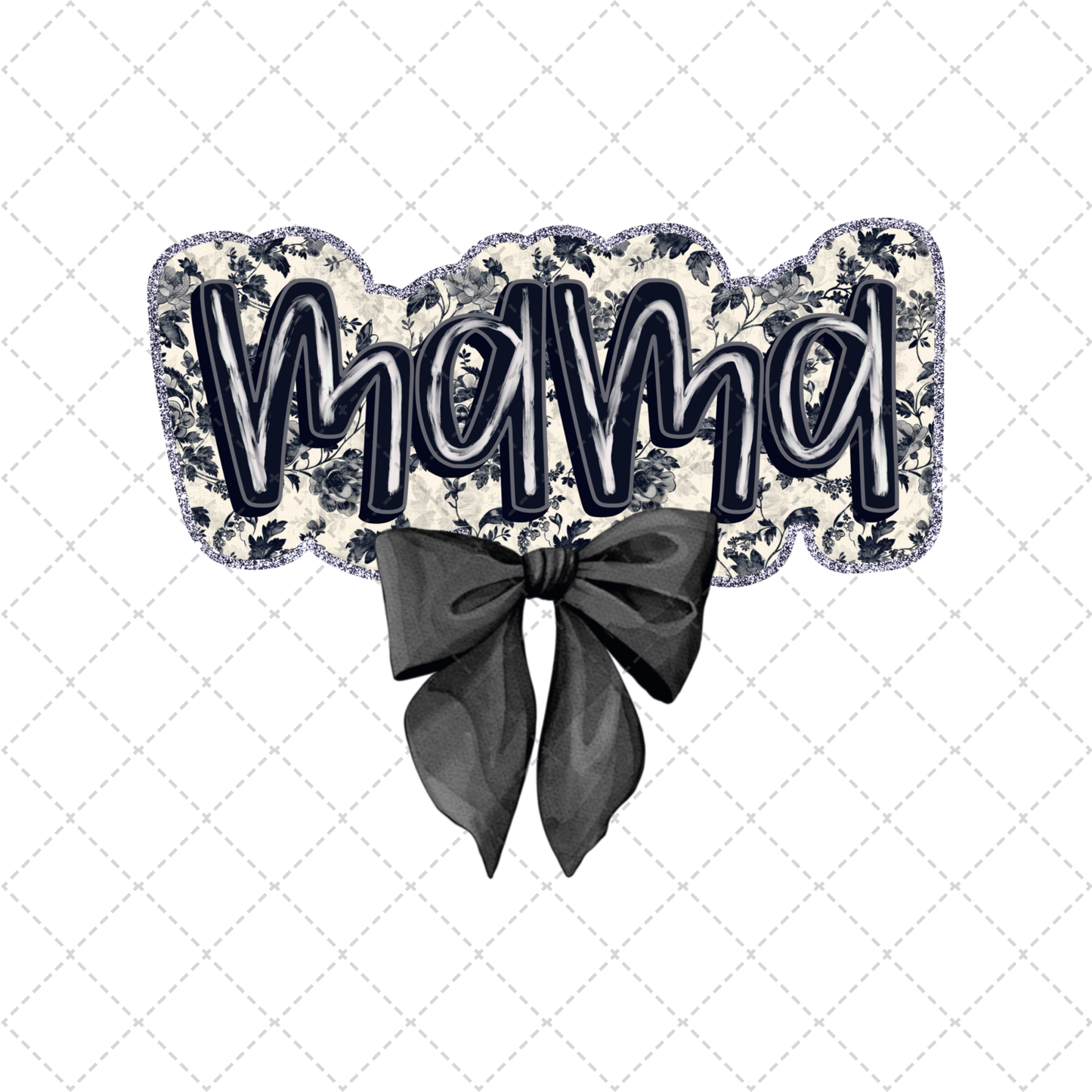 Black Floral Mama Transfer