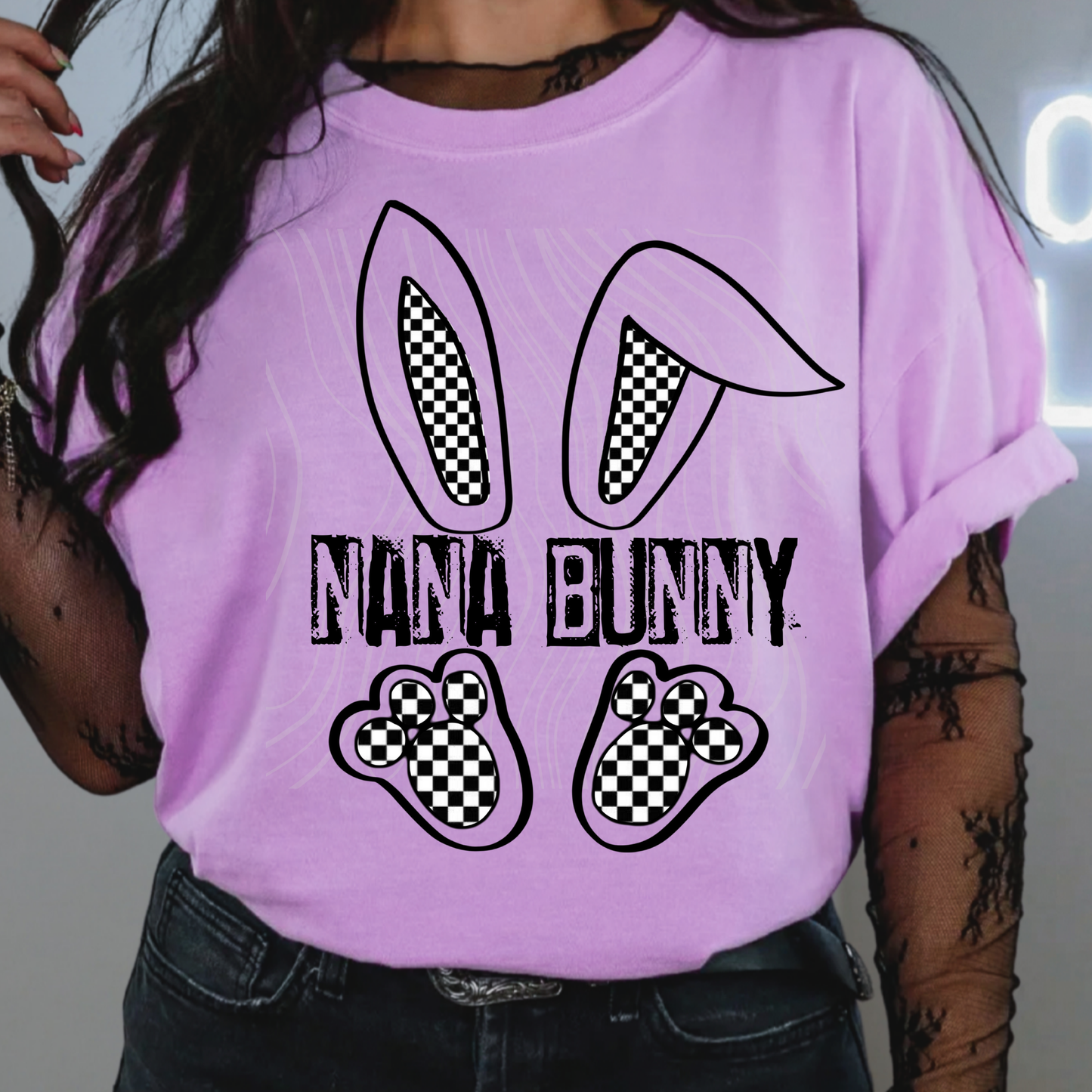 Checkered Family Title Bunny Transfer **SOLD SEPARATELY**