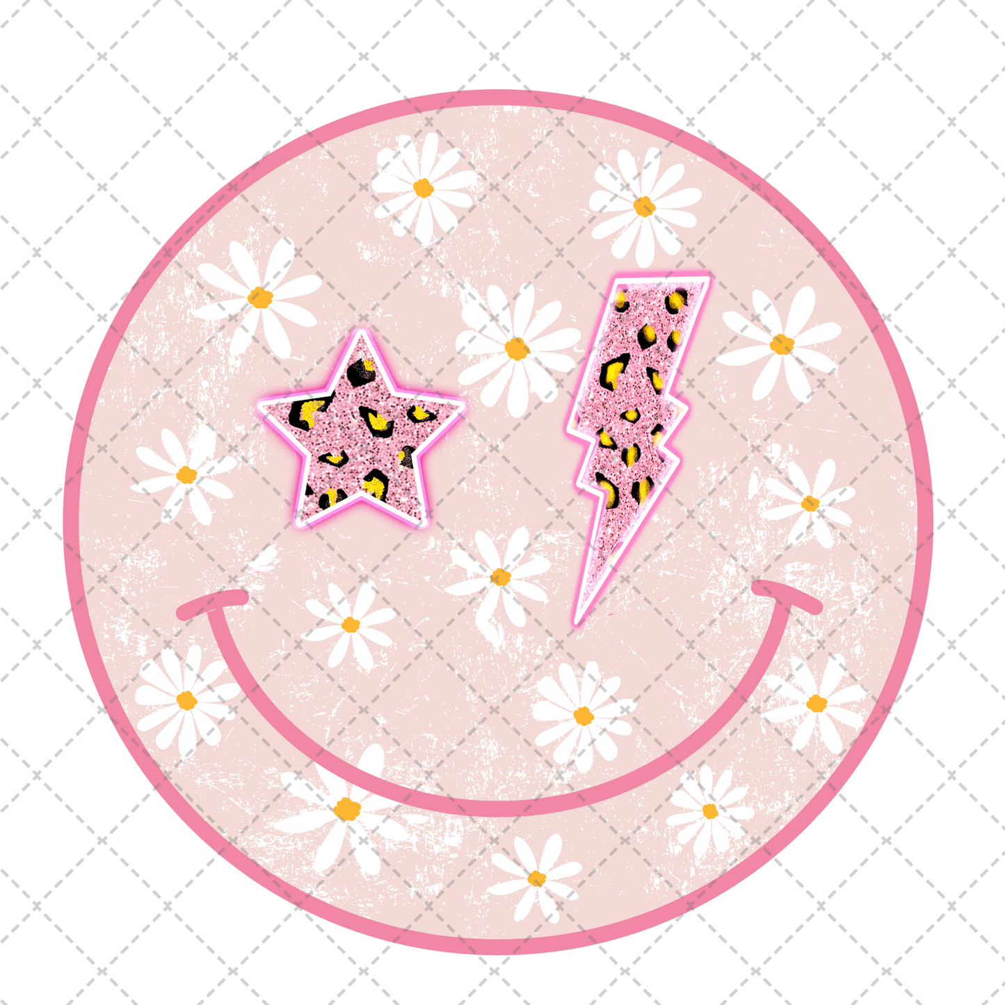 Star Floral Bolt Smiley Transfer