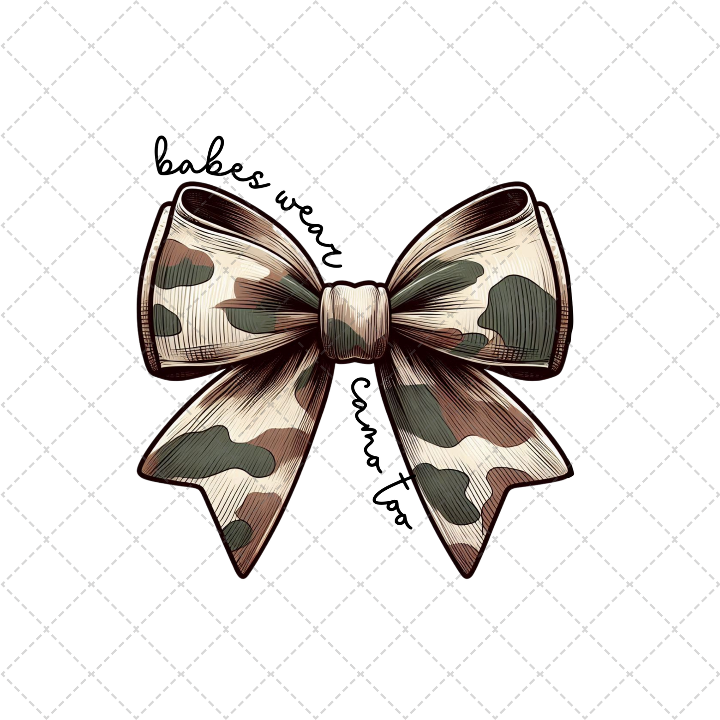 Babes Wear Camo Too Bow Transfer