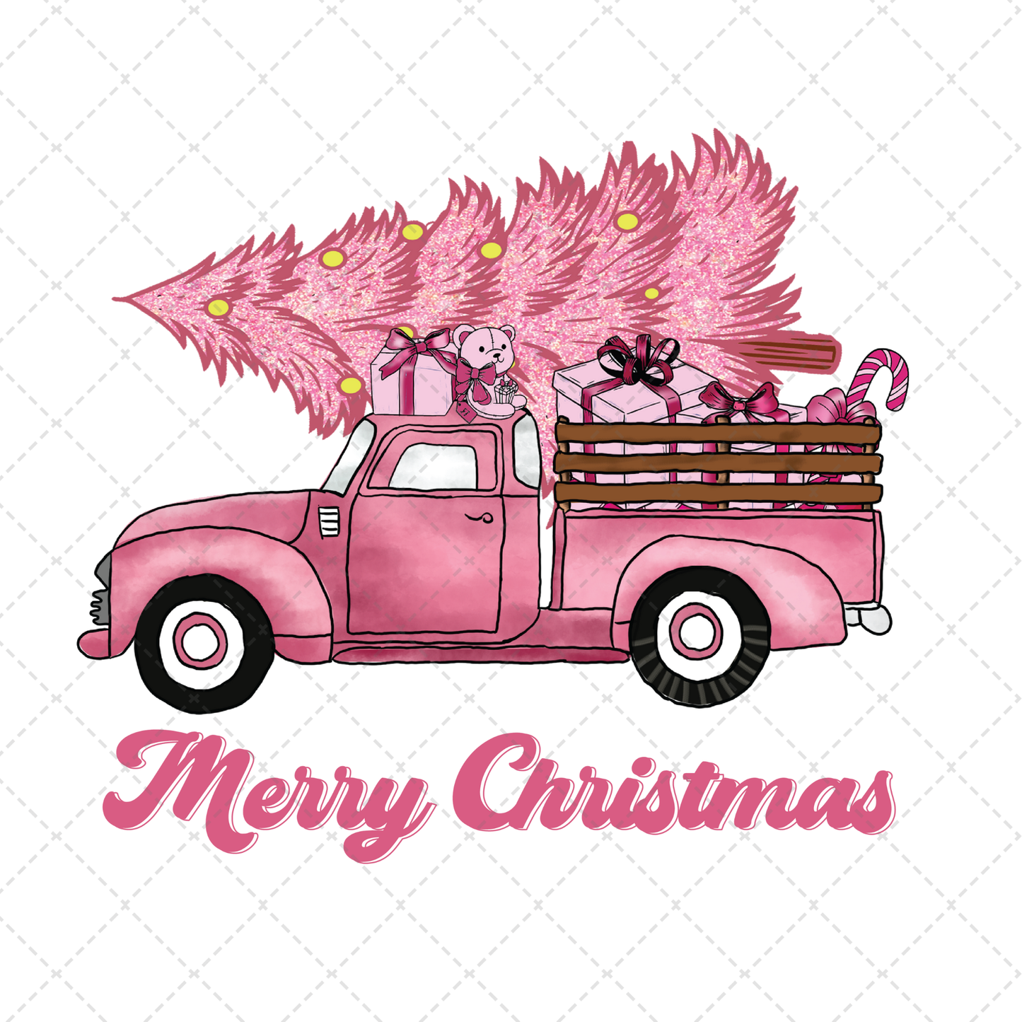 Merry Christmas Pink Truck Transfer