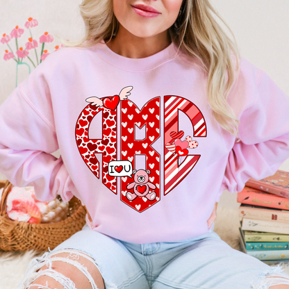 Red & White I Love You - Custom Monogram Transfer