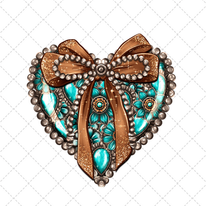 Turquoise Conchos Heart Transfer ** TWO PART* SOLD SEPARATELY**