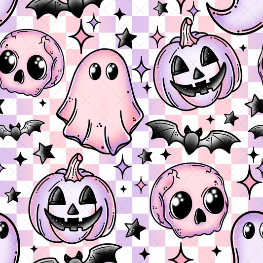 Pastel Spooky Seamless Large Tumbler Wrap - Sublimation Transfer