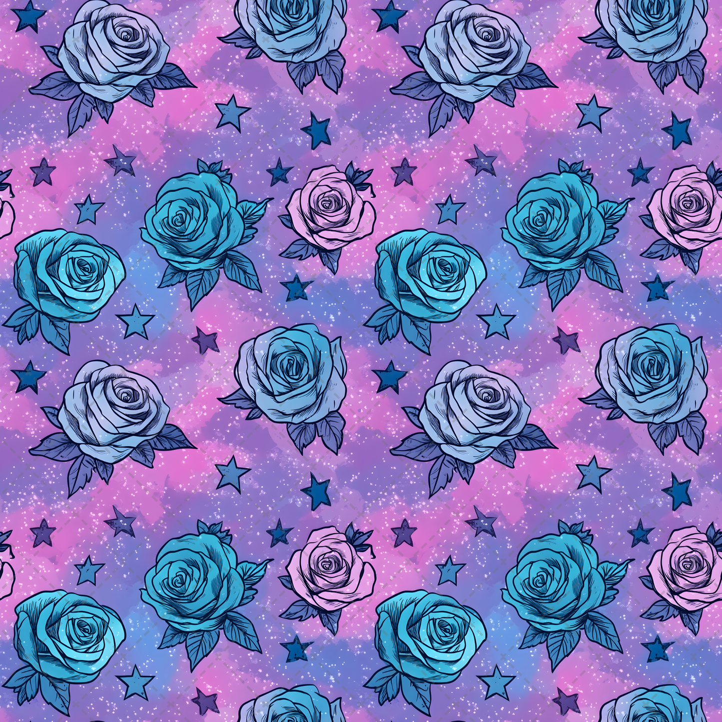 Roses And Stars Seamless - Sublimation Tumbler Transfer