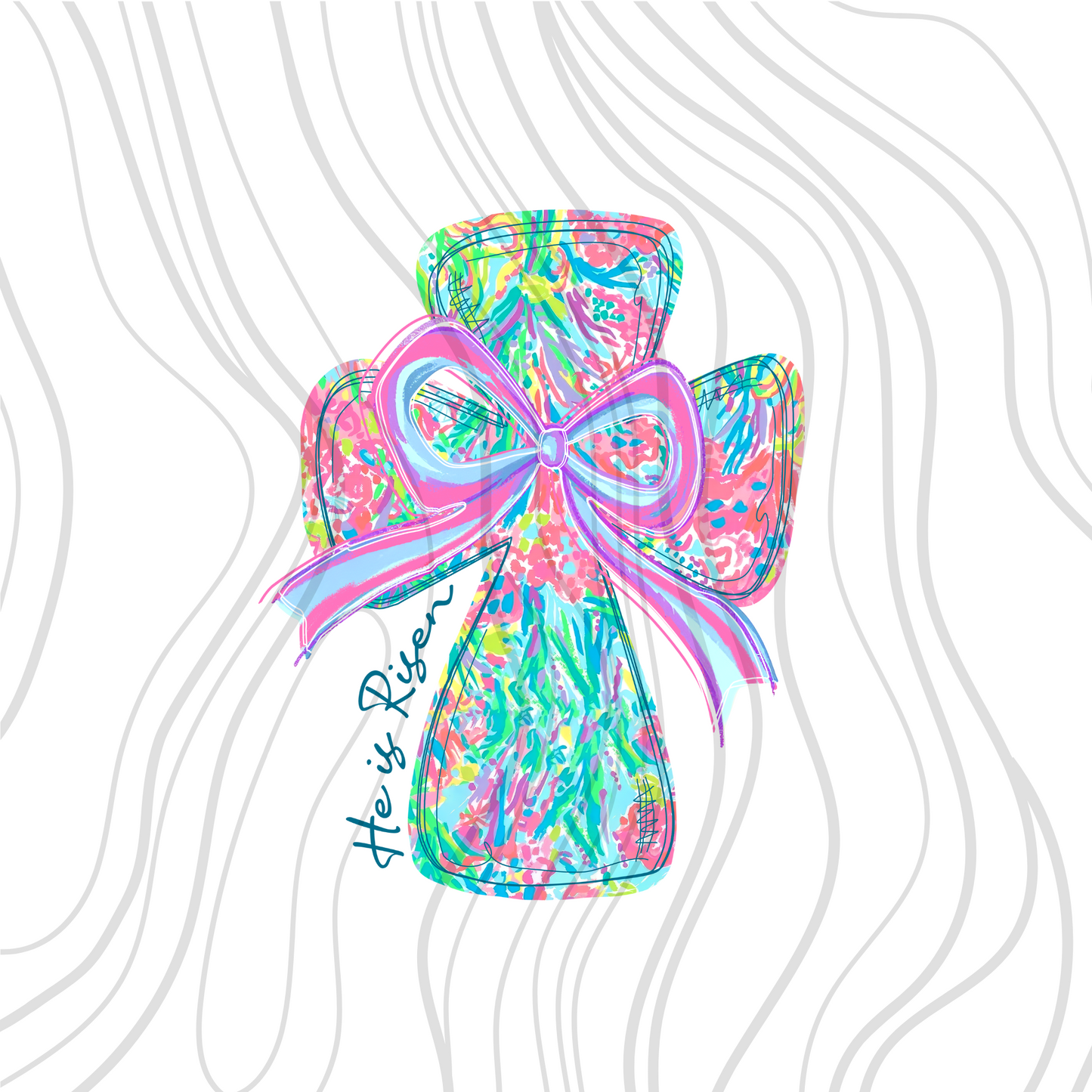 Bright Floral Coquette Cross Transfer