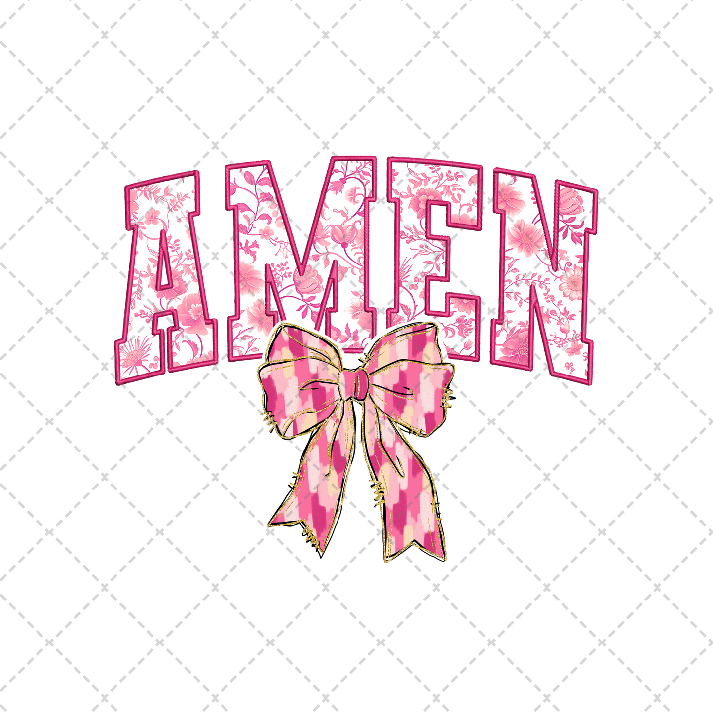 Pink Floral Amen Transfer