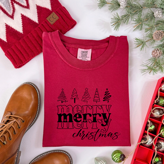 Merry Christmas Black Trees Transfer