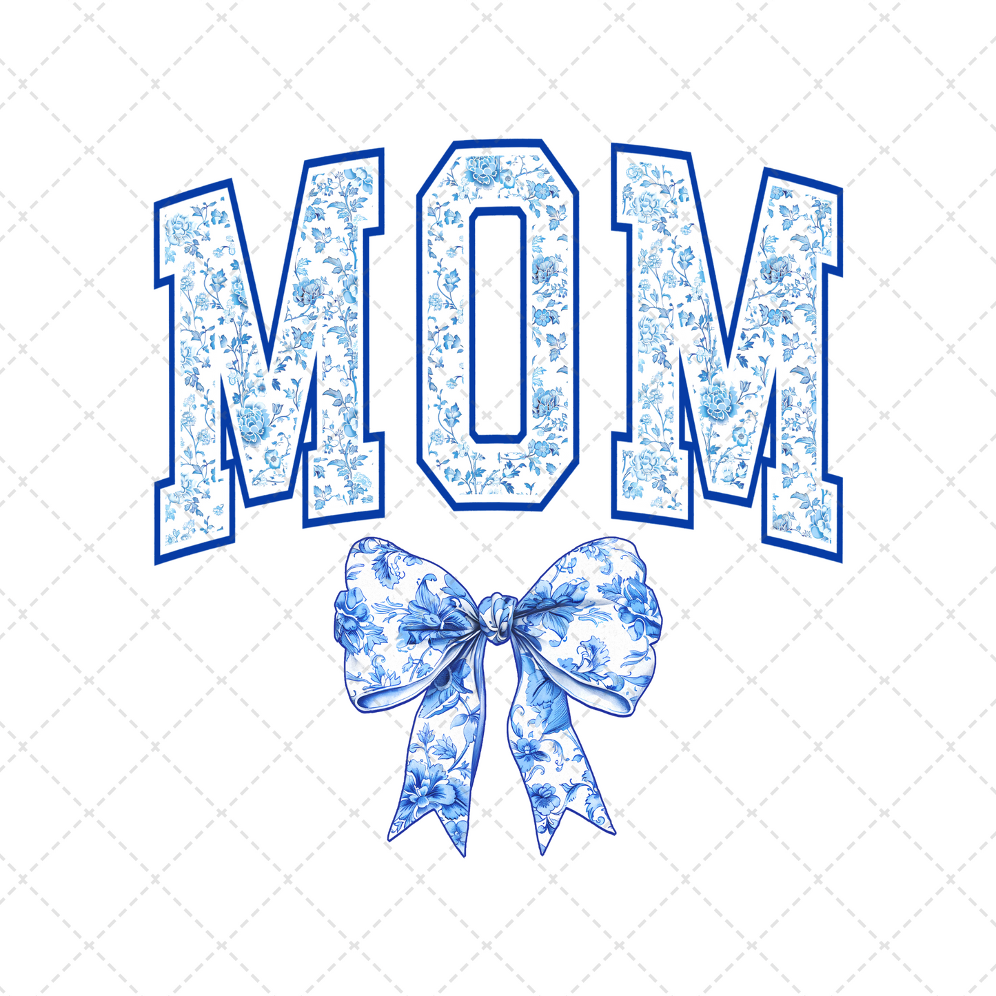 Mom Blue Floral Transfer