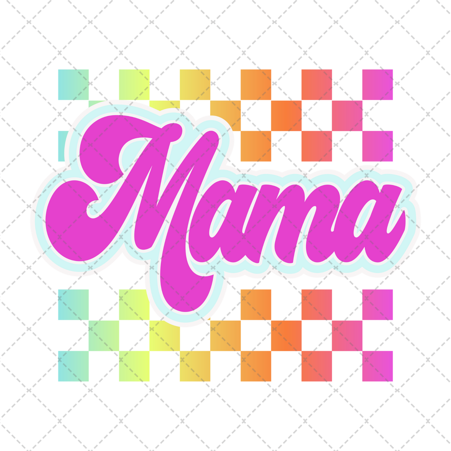 Neon Checkered Mama Transfer