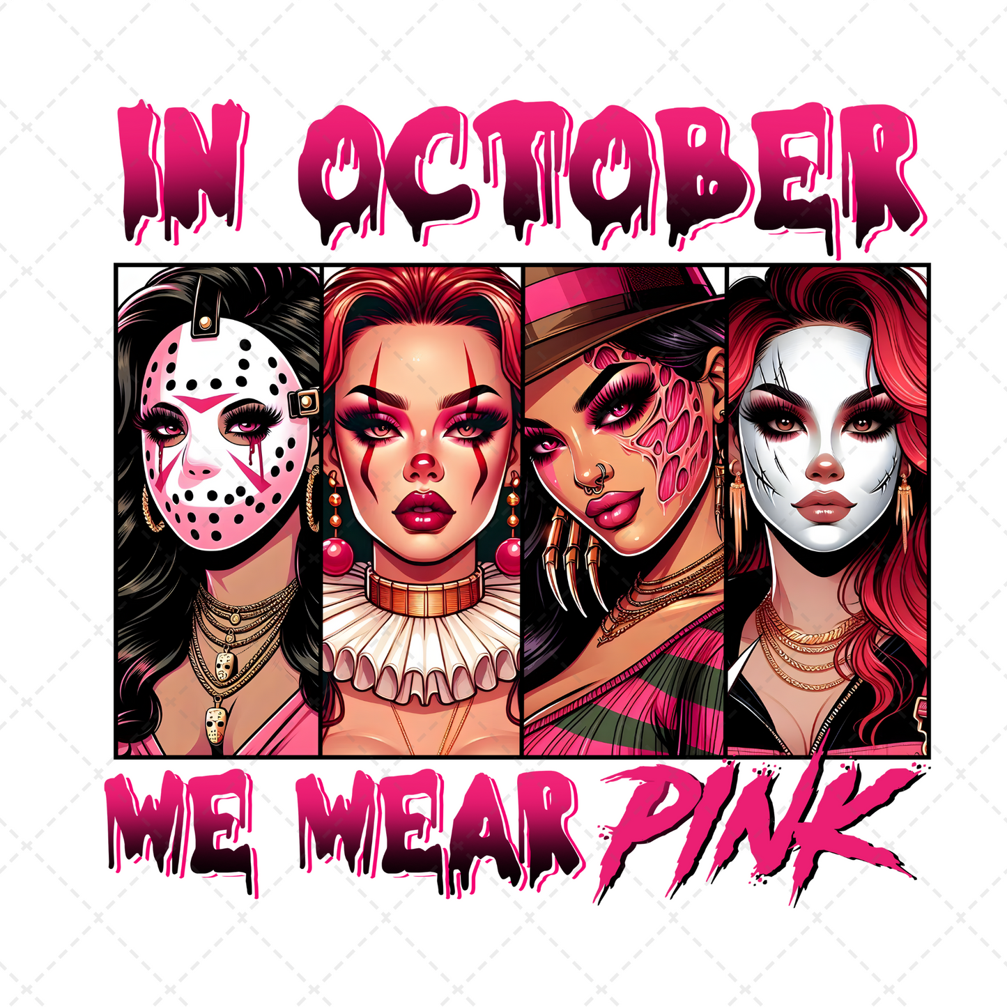 In October We Wear Pink Horror Women Transfer