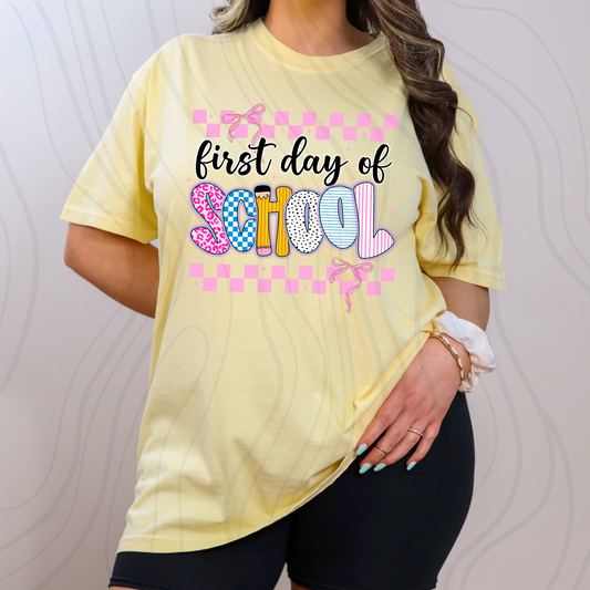 Pink Checkered First Day Of School Transfer