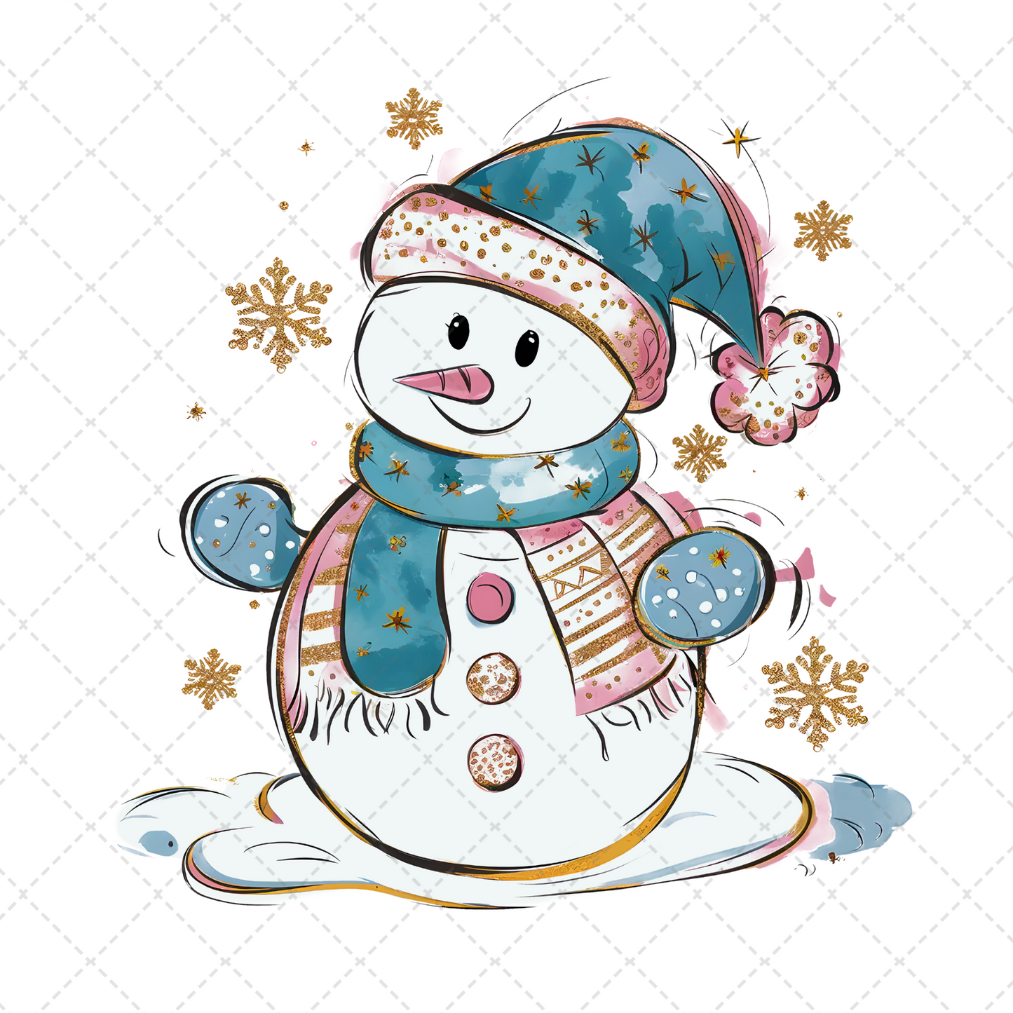 Faux Glitter Snowman Transfer